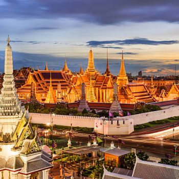 Bangkok, Thailand at the Temple of the Emerald Buddha and Grand Palace.